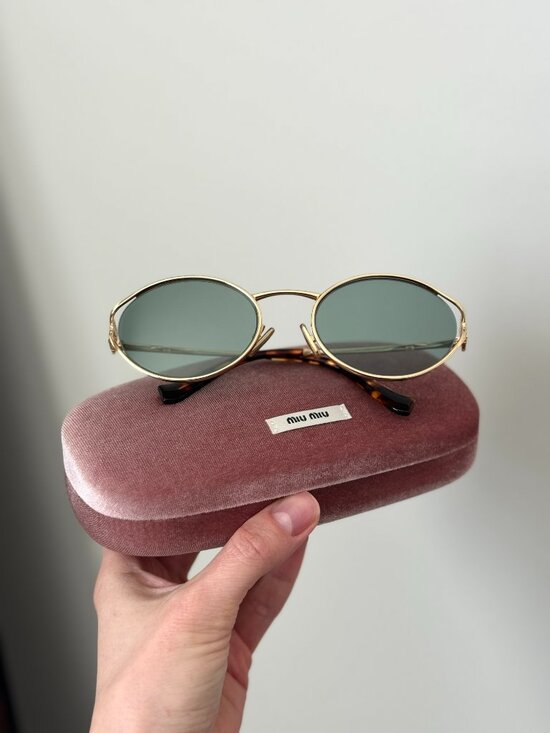 Miu Miu Women Sunglasses LOGO Gold Green Mirror Silver Oval MU52YS 5AK04M main image 13